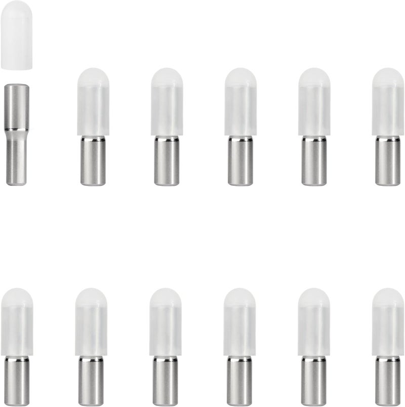 whitesnow 5mm 1/4 Inch Stainless Steel Metal Shelf Pegs Pins Replacement Kitchen Cabinet Shelves Support Holders for Bookshelf Bookcase Cupboard Adjustable Wood Glass Shelving, Pack of 12 - Image 1